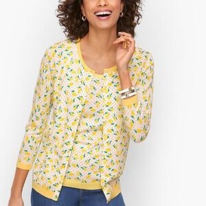 Talbots White Dotted Lemons Charming Cardigan Size‎ 2X